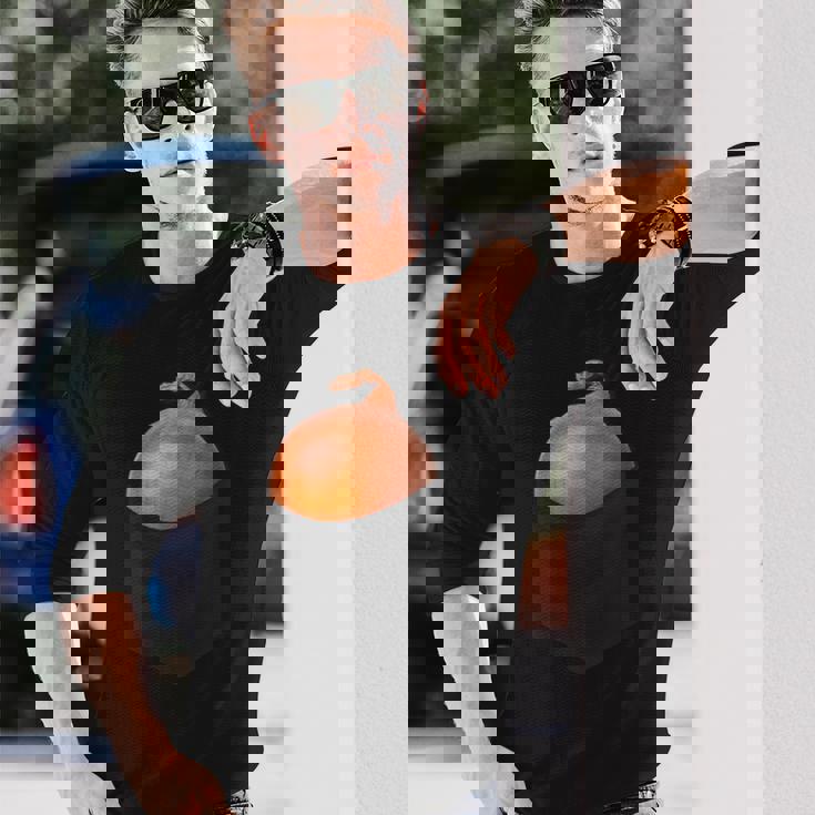 ポケットに入った玉ねぎ、胸に面白い玉ねぎ。 長袖Tシャツ 彼への贈り物