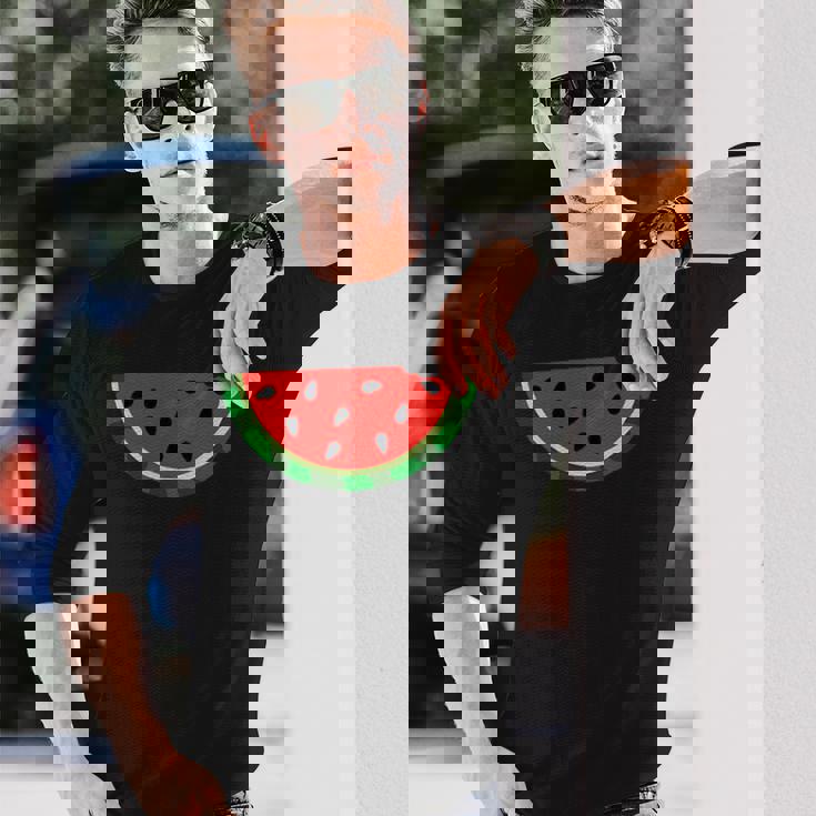 ポケットの中のスイカ かわいいポケットスイカ 長袖Tシャツ 彼への贈り物