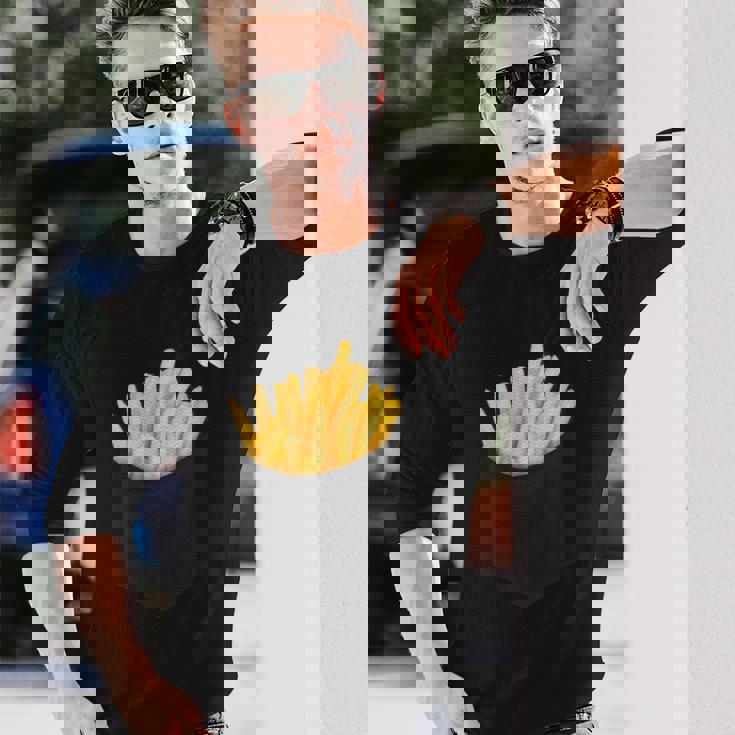 ポケットフライドポテト 胸にチップス フライドポテト 長袖Tシャツ 彼への贈り物