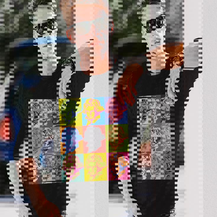 ポップアートクラシック音楽 音楽家 ベートーヴェン ヴァイオリン ピアノ チェロ 練習 音楽好き おもしろ デザイン 長袖Tシャツ 彼への贈り物