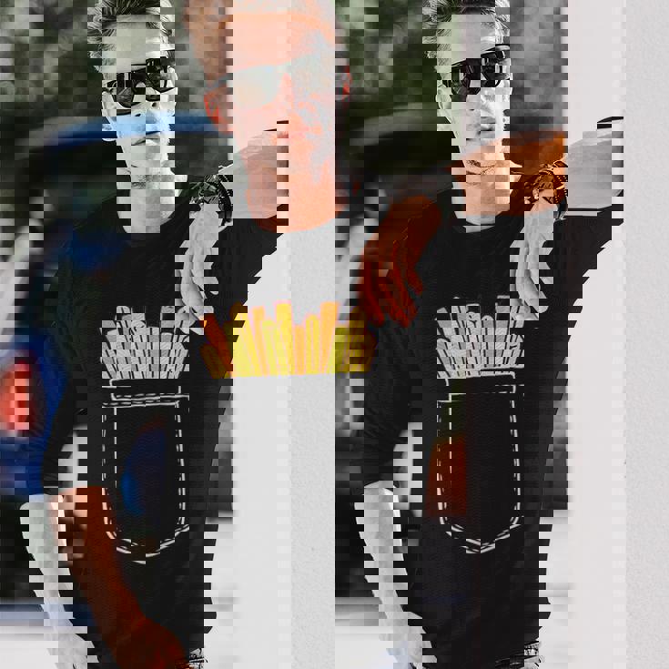 ポテト ポケット ポケットにポテト フライドポテト おもしろ ポテト好き 長袖Tシャツ 彼への贈り物