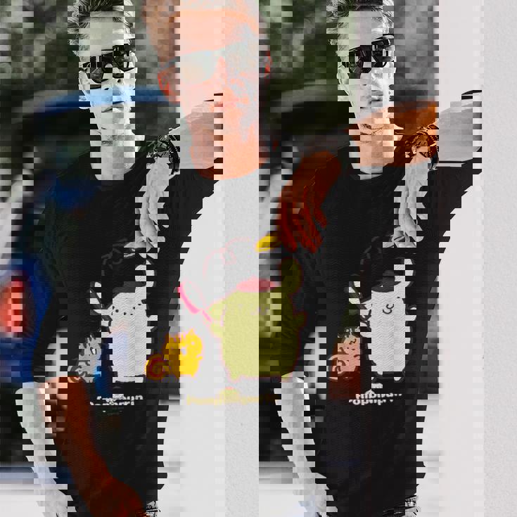 ポムポムプリン＆ベーグル 長袖Tシャツ 彼への贈り物