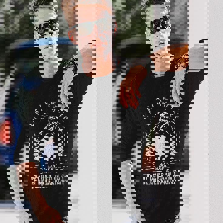 ポメラニアンライフベターママパパ犬 長袖Tシャツ 彼への贈り物