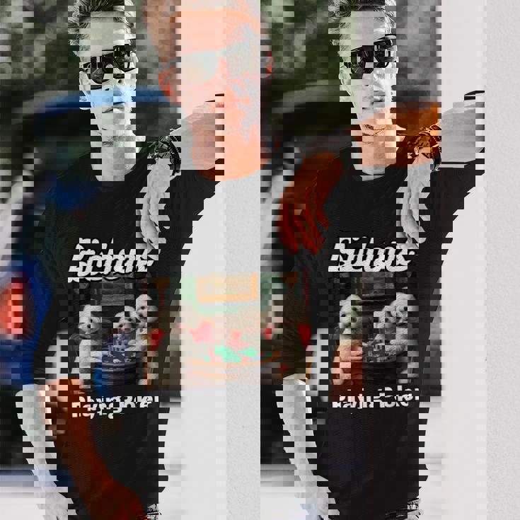 ポーカーをする犬 ビション・フリーゼ ビション・フリーゼの犬種 長袖Tシャツ 彼への贈り物