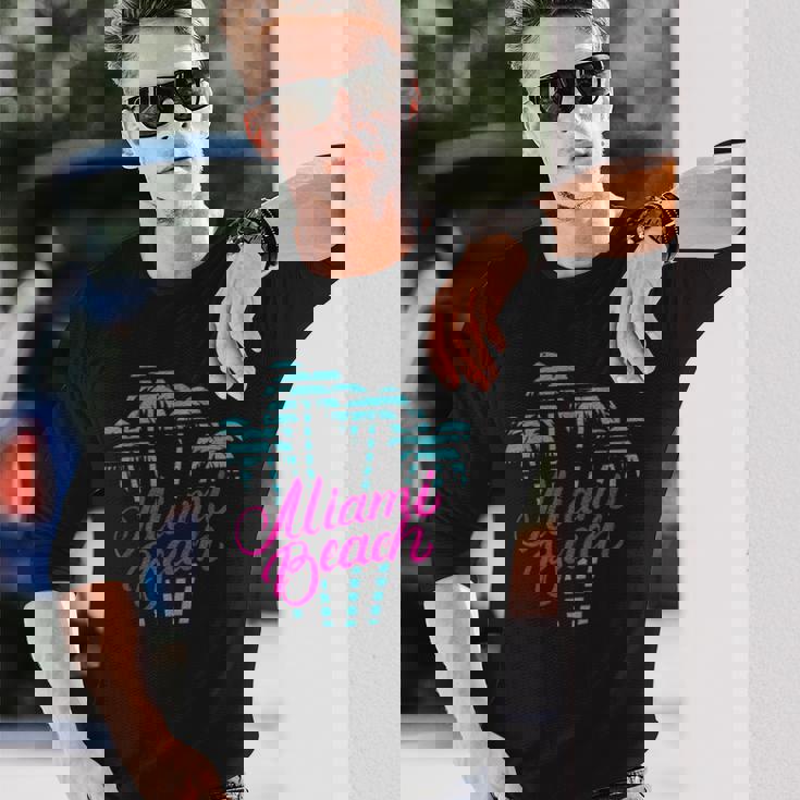 マイアミビーチのバケーションのお土産 80´Sマイアミビーチ 長袖Tシャツ 彼への贈り物