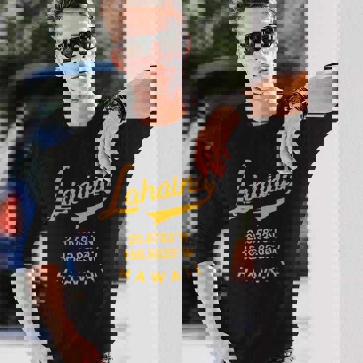 マウイ ラハイナ ハワイ レトロ ハワイアン 長袖Tシャツ 彼への贈り物