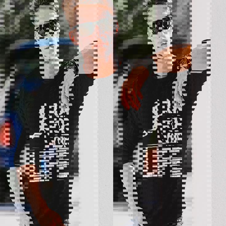 マラソンランナー Run For Your Life ランニング 長袖Tシャツ 彼への贈り物