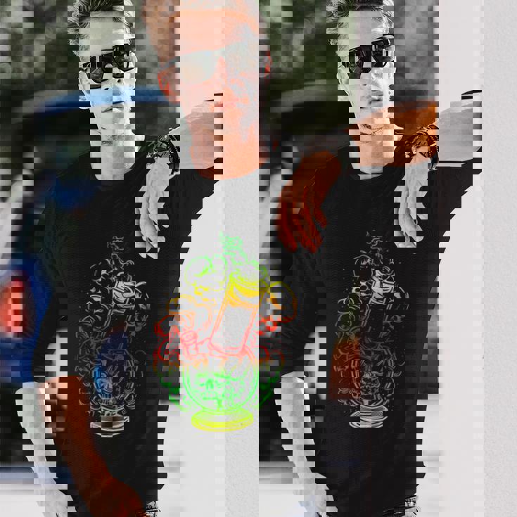 マリファナ スカル ボング 大麻 ウィード 420 ラスタ ギフト 長袖Tシャツ 彼への贈り物