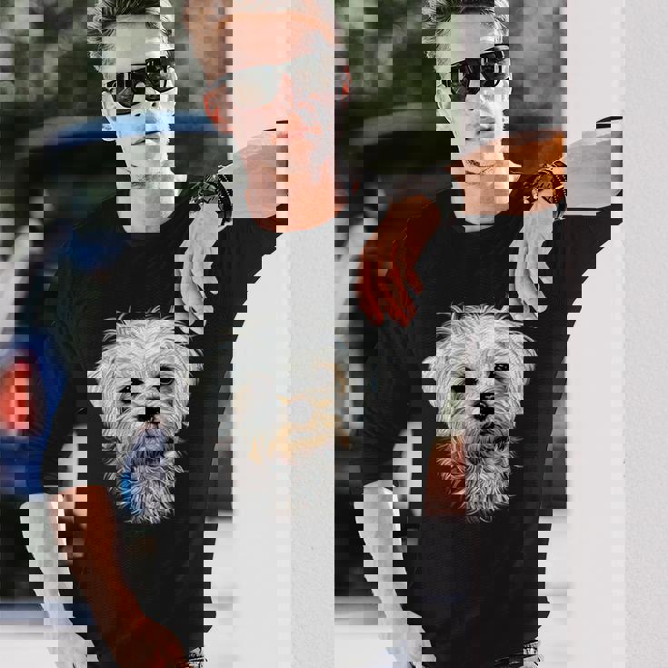 マルチーズ小型マルチーズ犬犬大好き甘いマルチーズ 長袖Tシャツ 彼への贈り物