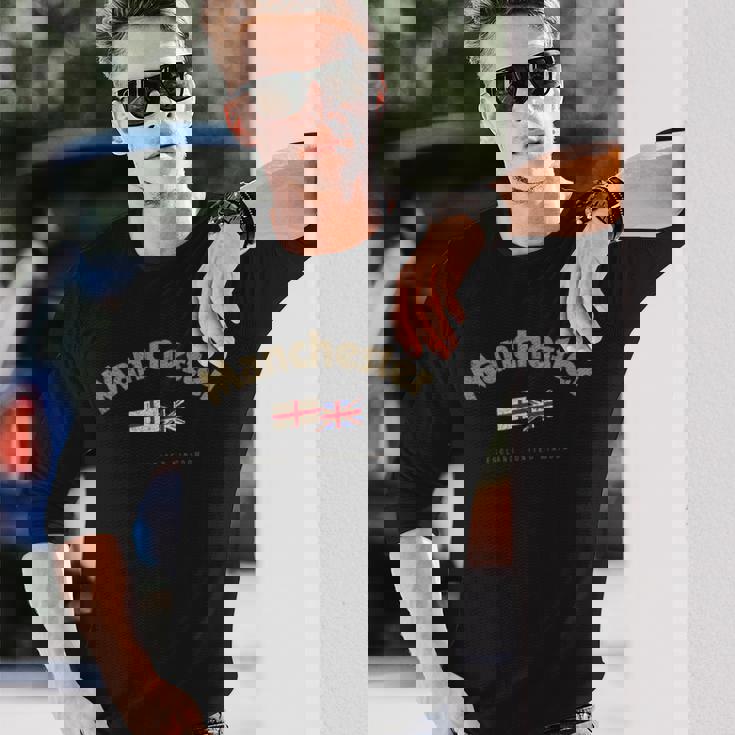 マンチェスターシティネーム ヴィンテージ 英国国旗 イギリス国旗 長袖Tシャツ 彼への贈り物