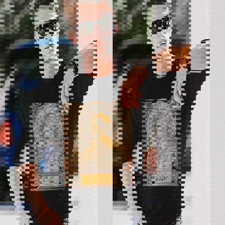 ミュシャラプリュムゾディアックレディアールヌーボー 長袖Tシャツ 彼への贈り物