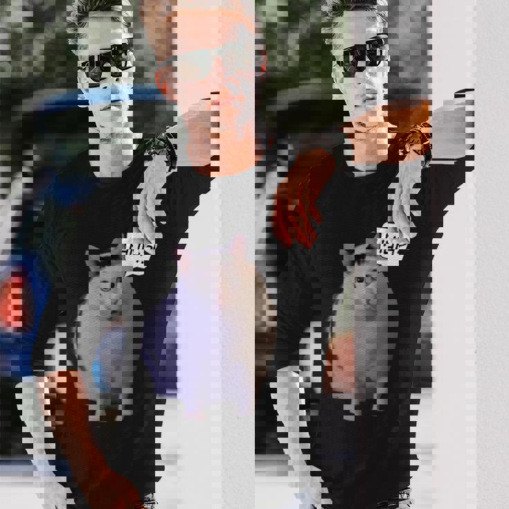 ミームハァキャット面白い 長袖Tシャツ 彼への贈り物