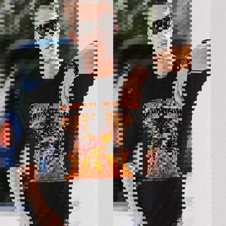 ムエタイタイボクシングフレーム90年代ブーツレッグスタイル 長袖Tシャツ 彼への贈り物