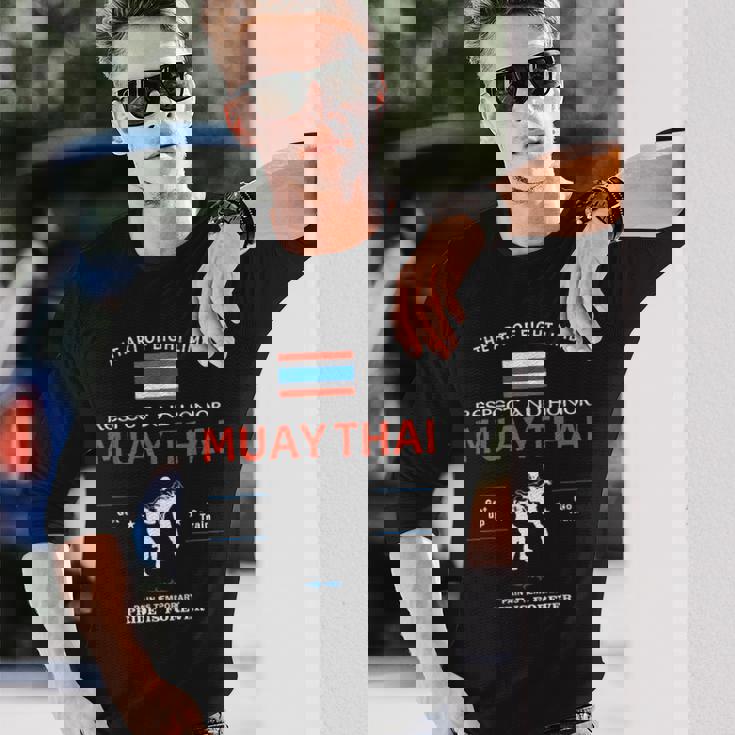 ムエタイ戦闘機 タイ国旗 ムエタイ 長袖Tシャツ 彼への贈り物