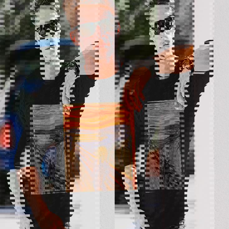 ムンクの叫び【世界の名画】エドヴァルド・ムンク Edvard Munch 美術館アート 長袖Tシャツ 彼への贈り物