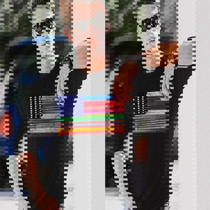 メキシコ アメリカ 国旗 アメリカ セラペ シンコ デ マヨ パーティー 長袖Tシャツ 彼への贈り物