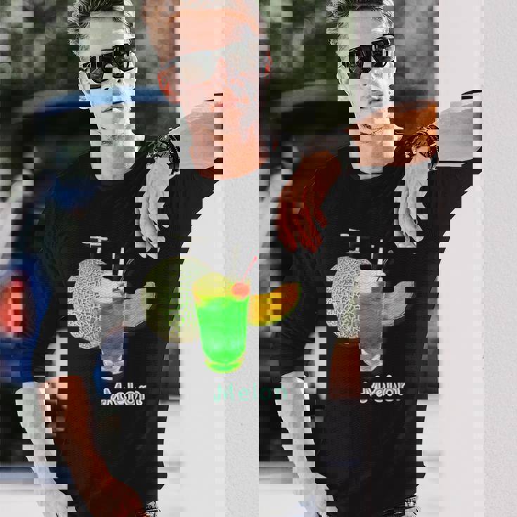 メロン 3 Melon メロンソーダ クリームソーダ カット 『デリシャス フルーツ』果物 リアル 面白い イラスト 長袖Tシャツ 彼への贈り物