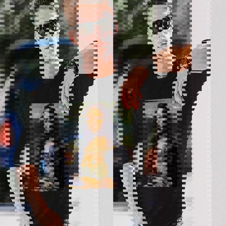 モナリサダヴィンチ プリントシャツ 柴犬とモナリサ 長袖Tシャツ 彼への贈り物