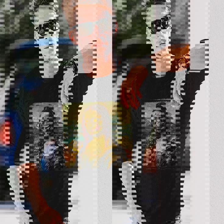 モナリザ ゾンビ ハロウィン 美術教師 モナリザ 長袖Tシャツ 彼への贈り物