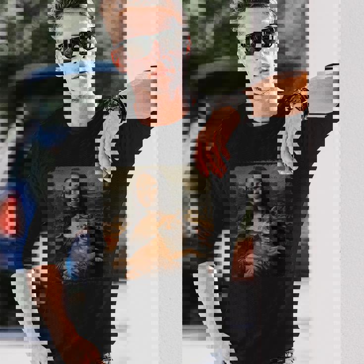 モナリザ 犬と一緒に 面白い 柴犬 アート 絵画 長袖Tシャツ 彼への贈り物