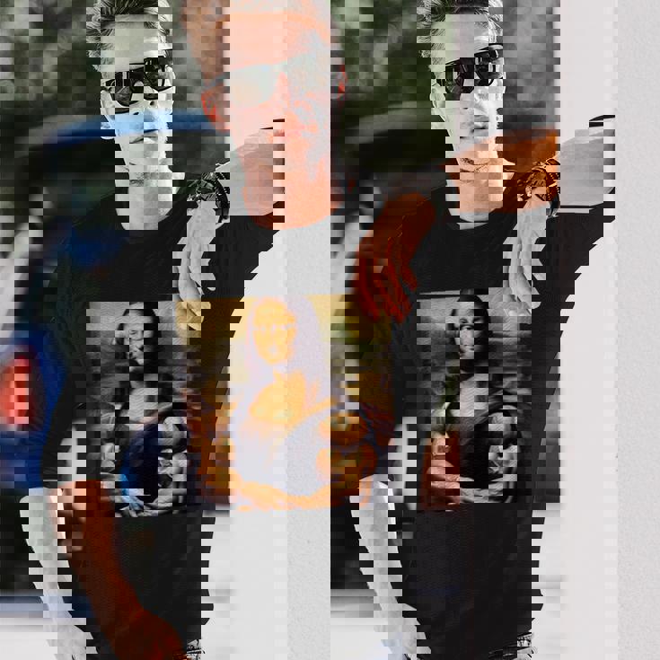 モナリザ 筋肉付き おもしろギフト 長袖Tシャツ 彼への贈り物