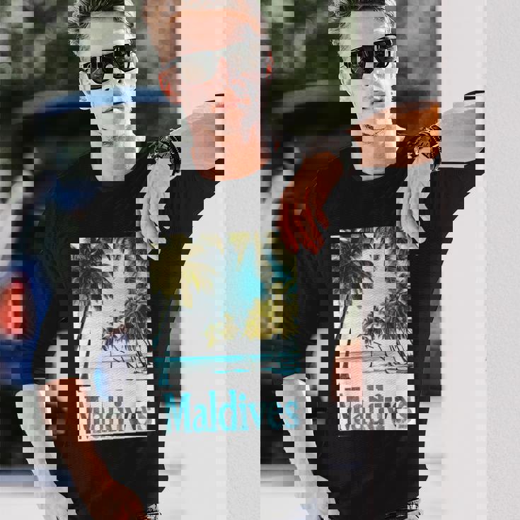 モルディブ島 ビーチ 熱帯風景 旅行 お土産 長袖Tシャツ 彼への贈り物