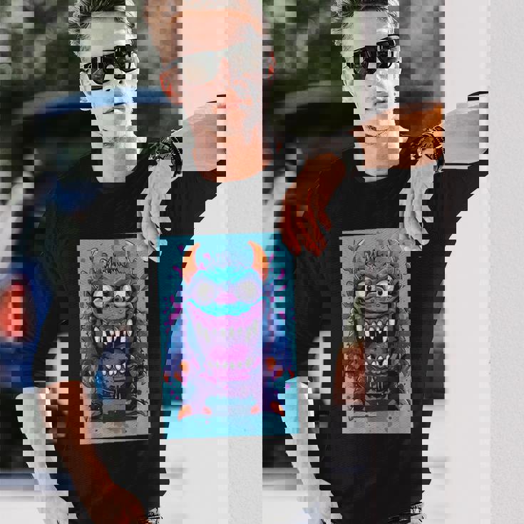 モンスター ハロウィン 怖い 面白い かわいい モンスター モチーフ 長袖Tシャツ 彼への贈り物