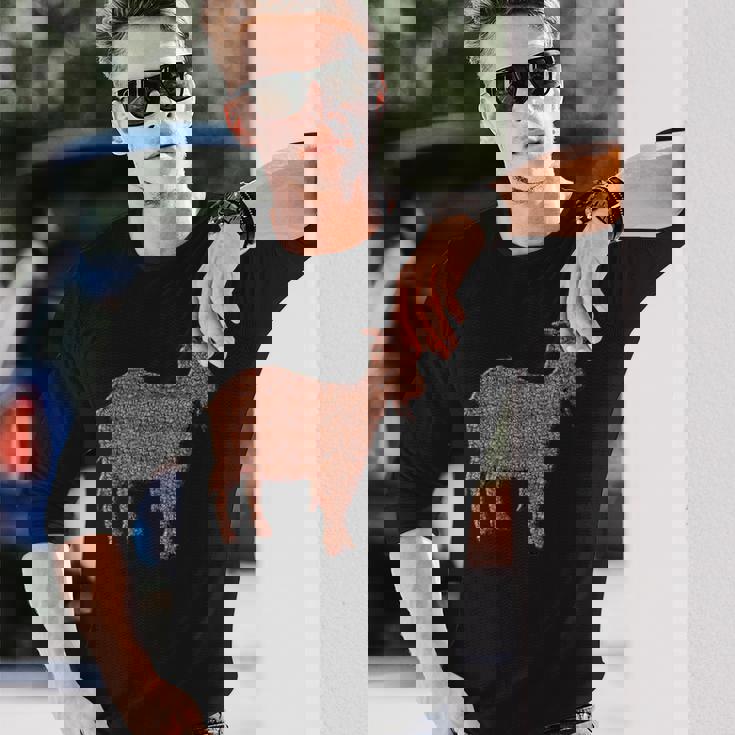 ヤギ動物コーヒー豆 長袖Tシャツ 彼への贈り物