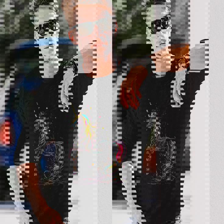 ユニコーン 虹 動物 モチーフ アートワーク ユニコーン 長袖Tシャツ 彼への贈り物