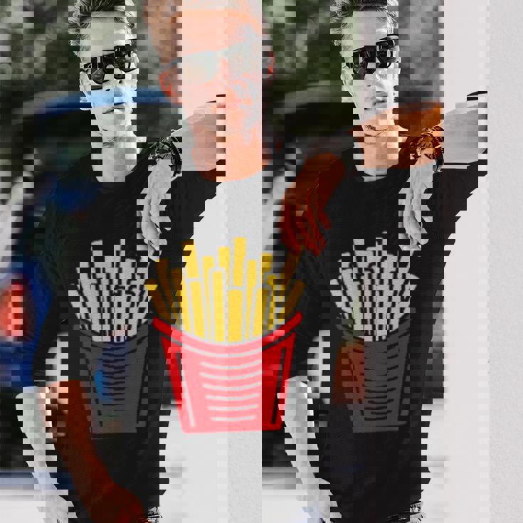 ユーモア 小さなミニマリスト シンプルなフライドポテト フライドポテト 長袖Tシャツ 彼への贈り物