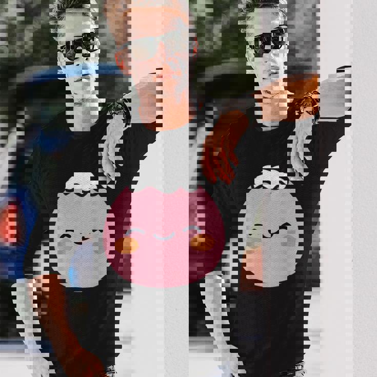 ユーモア餅 シンプルでミニマルな和スイーツ餅 Mochi 長袖Tシャツ 彼への贈り物