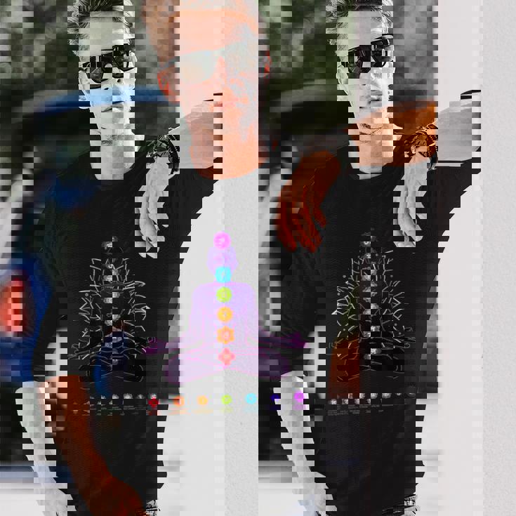 ヨガ チャクラ スピリチュアル ボディ システム 瞑想 長袖Tシャツ 彼への贈り物