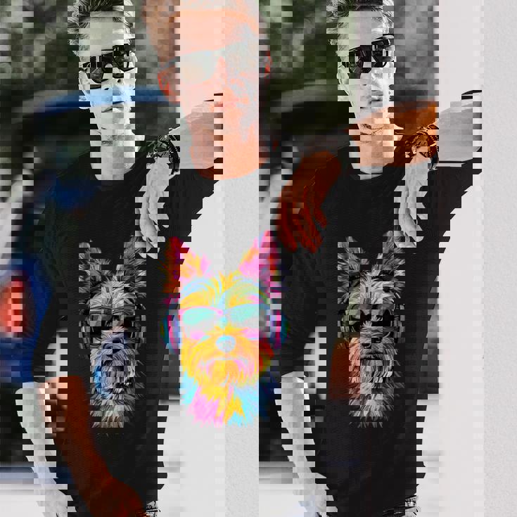 ヨークシャーテリア サングラス 愛犬家 スウィートヨーキー 長袖Tシャツ 彼への贈り物