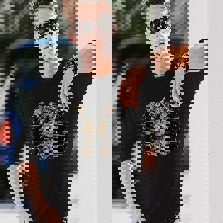 ヨークシャーテリア犬 ポップアート 誇り高きヨーキー 犬好き オーナー 長袖Tシャツ 彼への贈り物