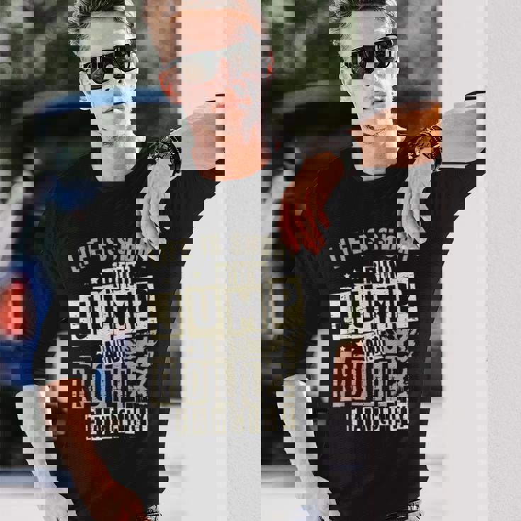 ライフ イズ ショート ラン ジャンプ アンド ロール 派手なフリーランニング パルクール 長袖Tシャツ 彼への贈り物