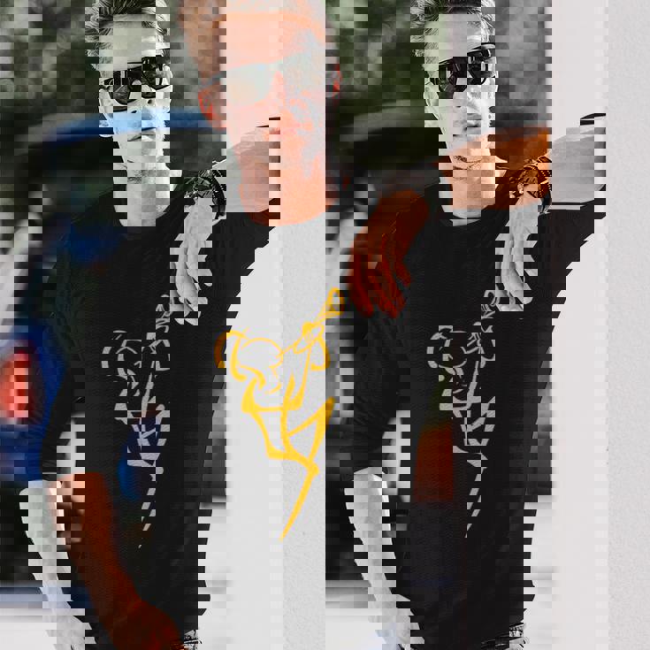 ラインアート トランペッター ジャズミュージシャン 長袖Tシャツ 彼への贈り物