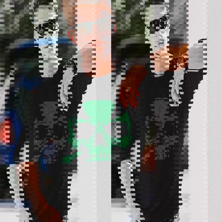 ラッキースカル クローバー 長袖Tシャツ 彼への贈り物