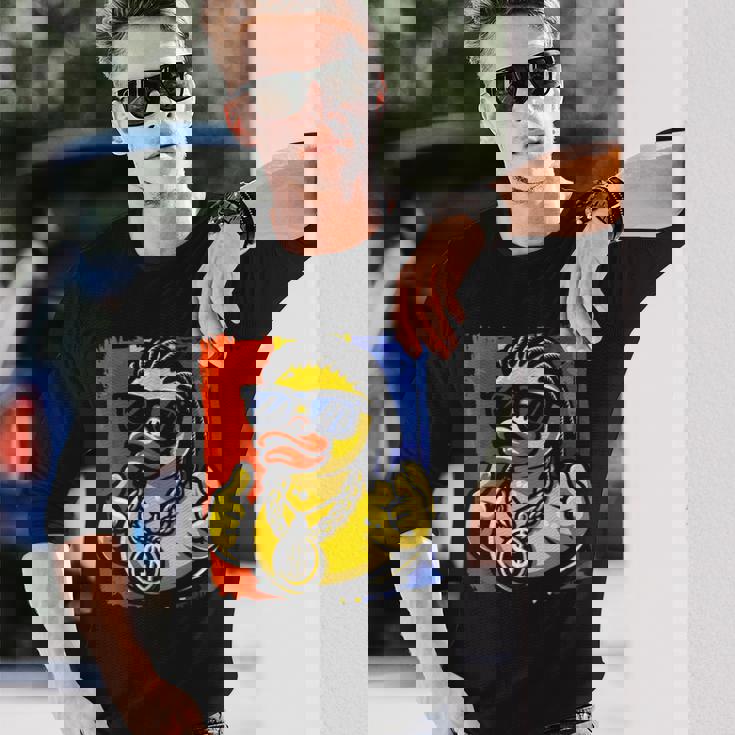 ラッパー ラバーダック ヒップホップ アヒル 長袖Tシャツ 彼への贈り物