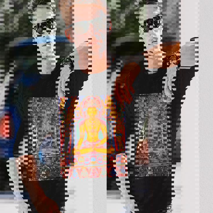 ラトナサンバヴァ チベット仏教 タンカ 曼荼羅 仏教 長袖Tシャツ 彼への贈り物