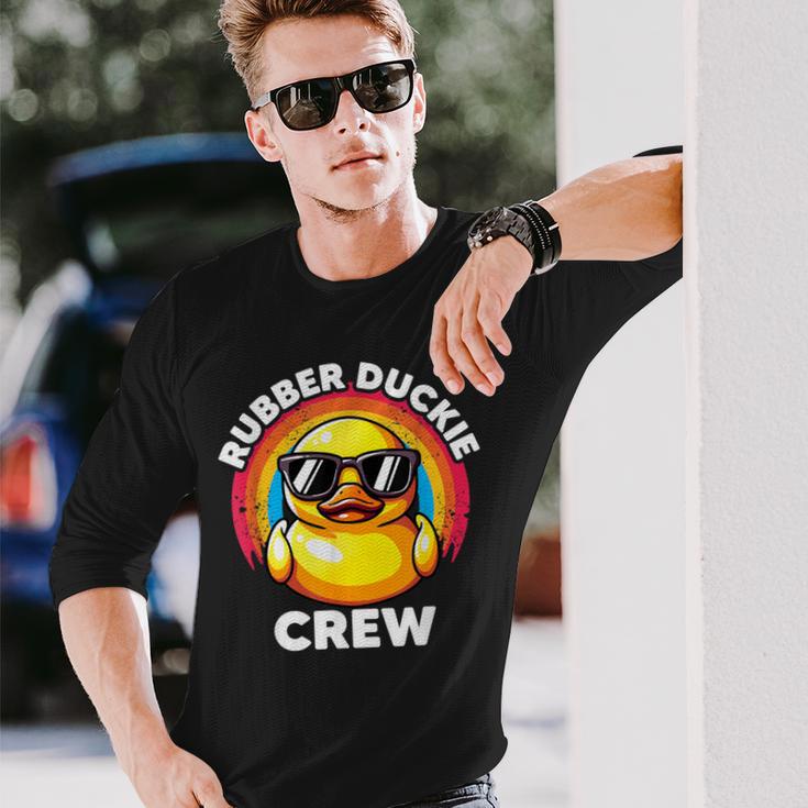 ラバーダッキークルーアイラブダックスラバーズファニーラバーダック 長袖Tシャツ 彼への贈り物