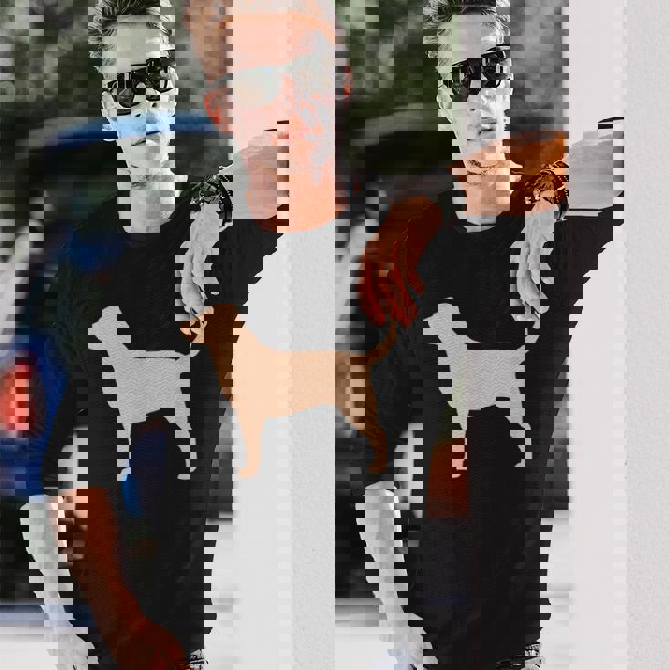 ラブラドールレトリバー 犬のシルエット 長袖Tシャツ 彼への贈り物