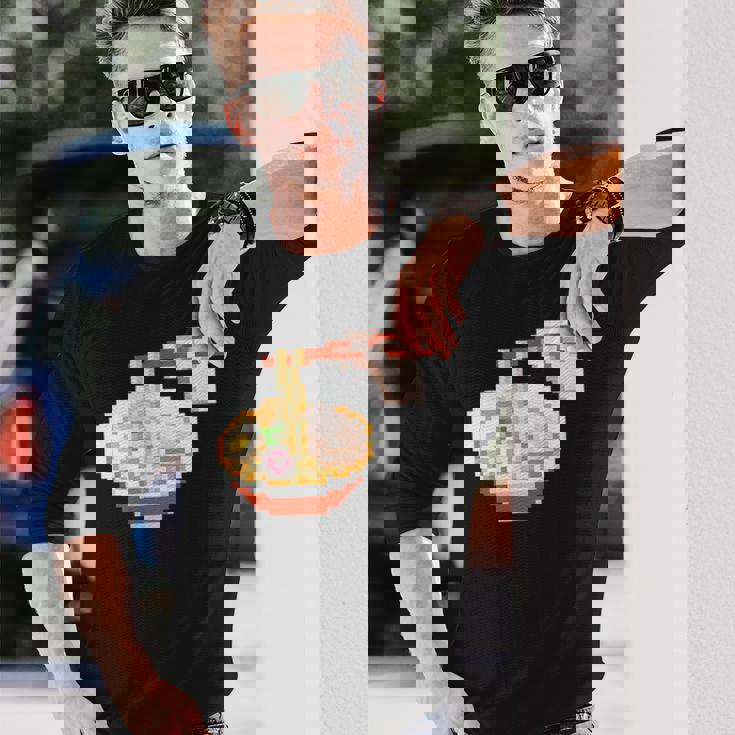 ラーメン ドット絵 長袖Tシャツ 彼への贈り物