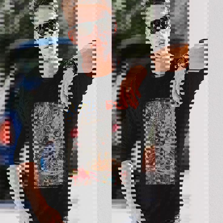 ラーメンヌードル 猫 ヴィンテージ 日本 Hip Hopヒップホップ かわいい オタク レトロ 猫 マンガ アニメ 長袖Tシャツ 彼への贈り物