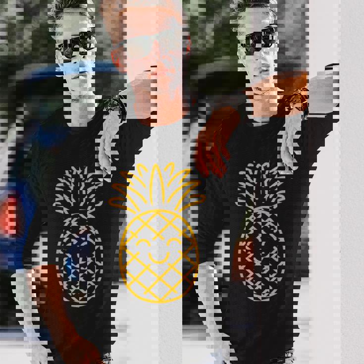 リトル パイナップル フルーツ 面白くてかわいいミニマリストのシンプルなパイナップル 長袖Tシャツ 彼への贈り物