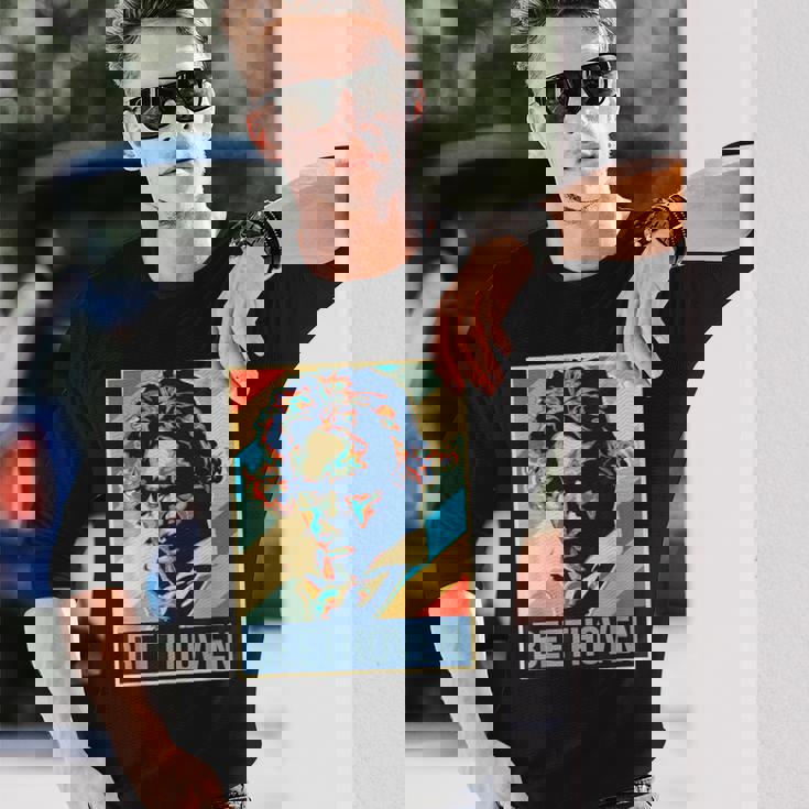 ルートヴィヒ・ヴァン・ベートーヴェン ポスター ミュージシャン 作曲家 長袖Tシャツ 彼への贈り物