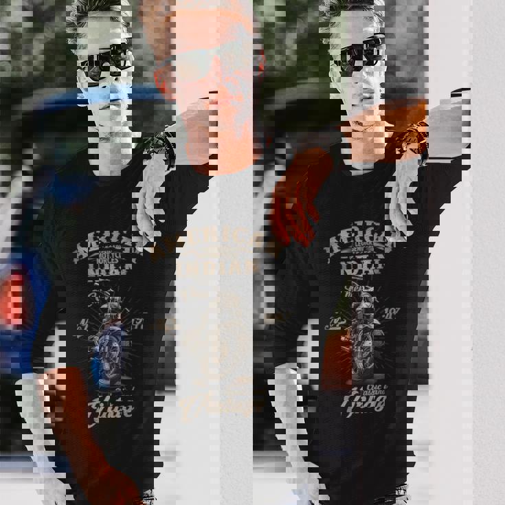 レトロ アメリカン オートバイ インディアン オールドバイカー 長袖Tシャツ 彼への贈り物