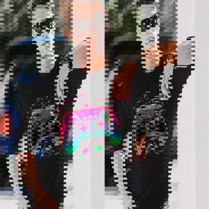 レトロ ゲーミング コントローラー ゲーマー ビデオ ゲーム コントローラー 長袖Tシャツ 彼への贈り物