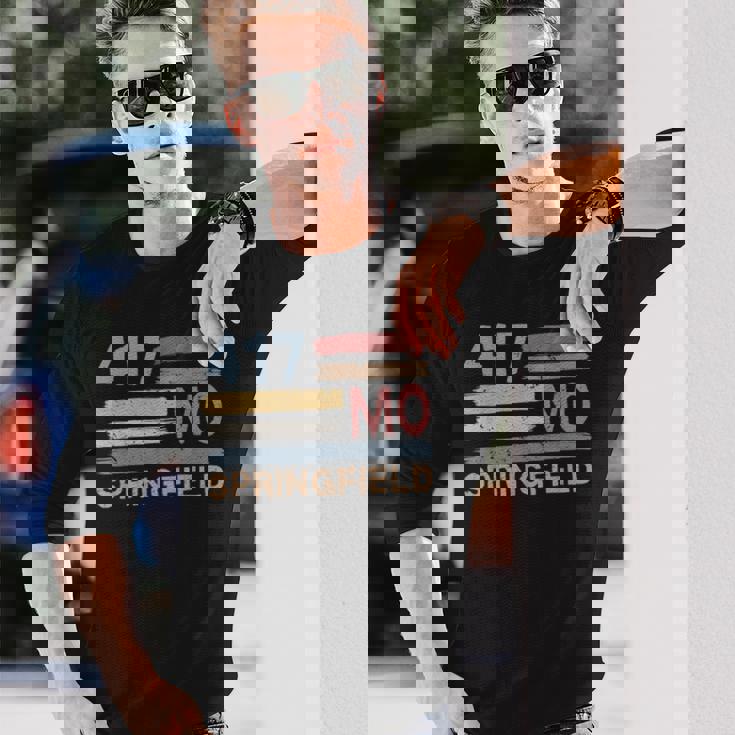 レトロ スプリングフィールド エリアコード 417 ミズーリ州 長袖Tシャツ 彼への贈り物