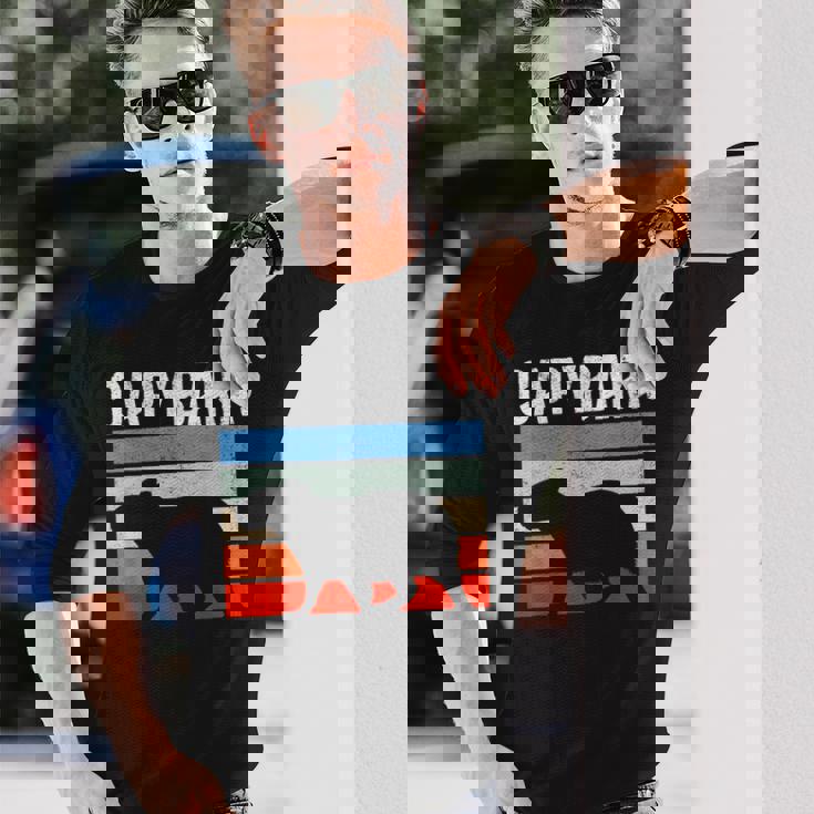 レトロ ビンテージ カピバラ かわいい 動物 長袖Tシャツ 彼への贈り物