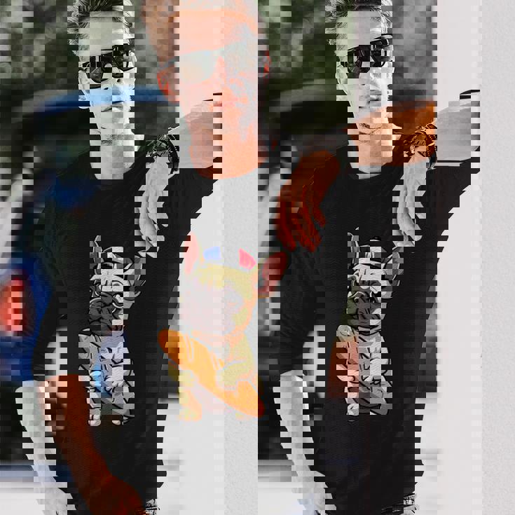 レトロ ヴィンテージ かわいい フレンチブルドッグ パリ お土産 ギフト 長袖Tシャツ 彼への贈り物